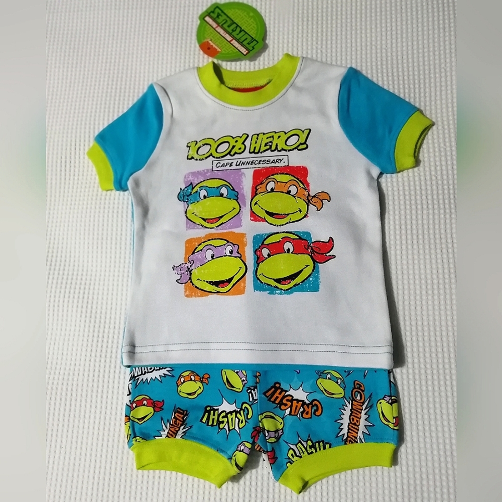 🔥SALE🔥 TMNT "100% Hero! Cape Unnecessary" Boy's Pajamas Set Sizes 3-6M, 6-12M